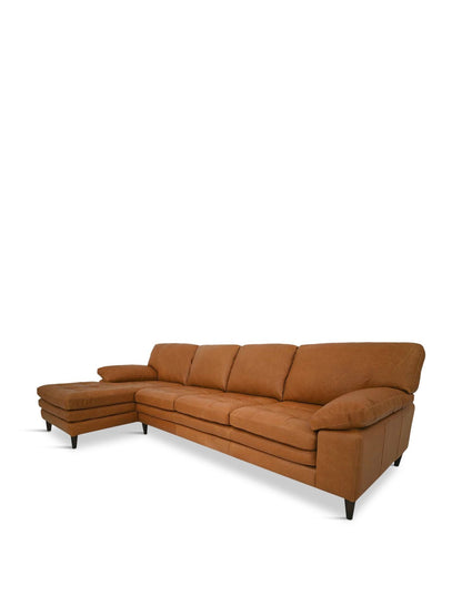Olson Leather Tufted Corner Sofa With Chaise
