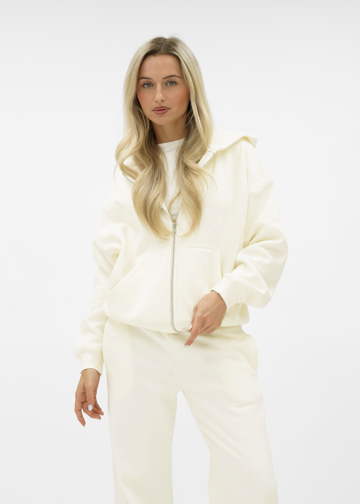 Basic zip hoodie off-white (tall)