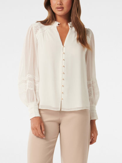 Wendy Wave Trim Blouse