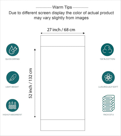 6-Piece Hotel & Spa 100% Cotton Bath Towel Set