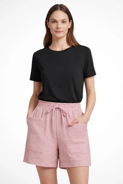 Women's Textured Fabric Casual Shorts | Comfortable Drawstring Waist with Pockets