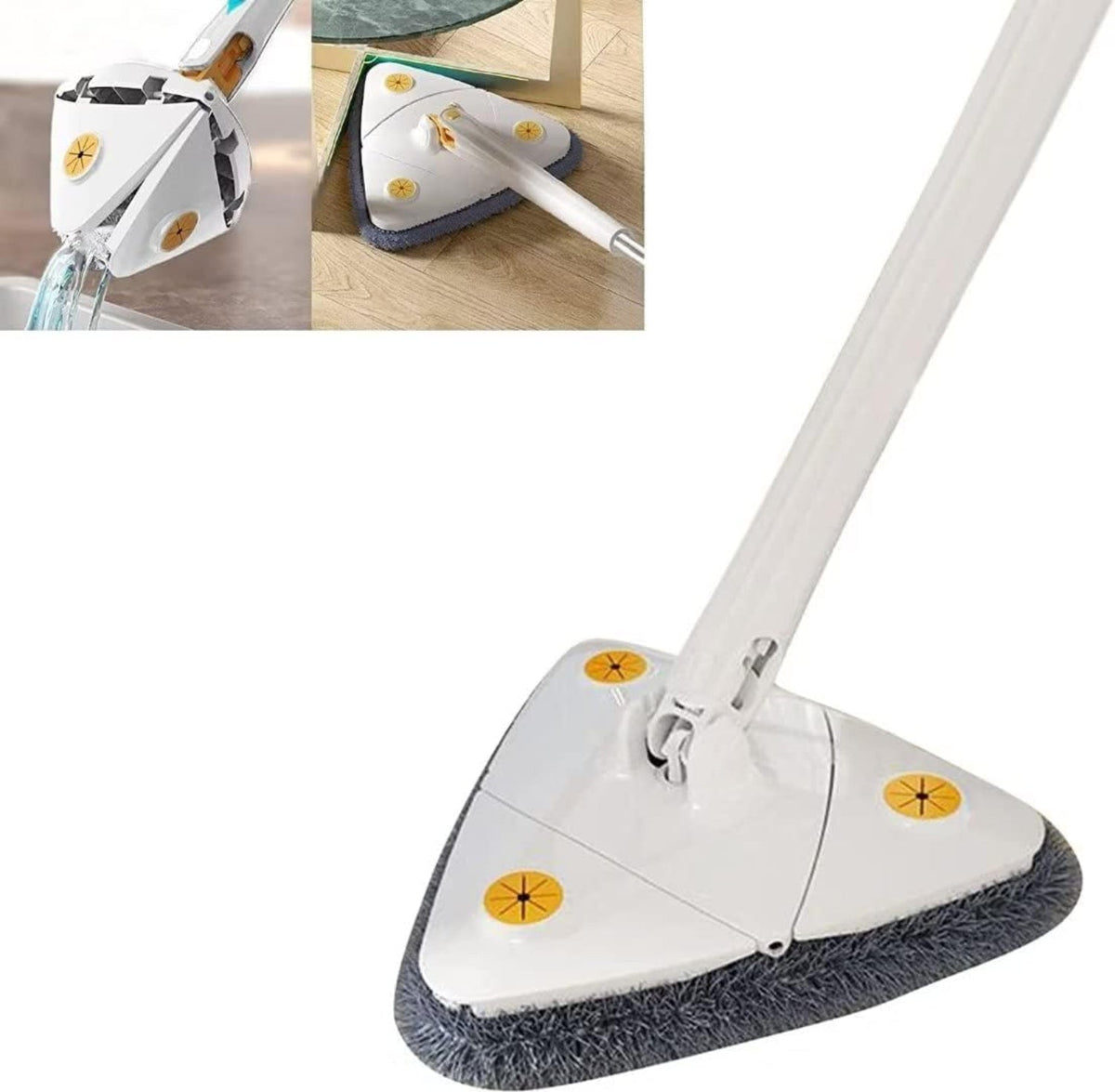 Zidello Triangle Shaped Microfiber Mop –Self-Wringing Floor Dust Mop