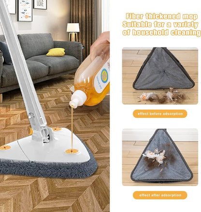 Zidello Triangle Shaped Microfiber Mop –Self-Wringing Floor Dust Mop