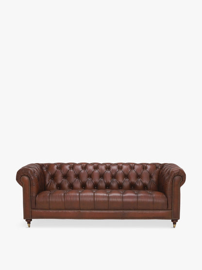 Ullswater Leather 3.5 Seater Chesterfield Sofa Brown