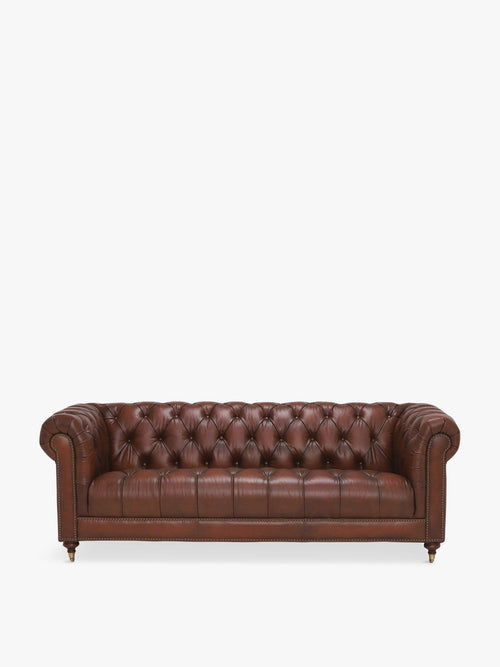 Ullswater Leather 3.5 Seater Chesterfield Sofa Brown