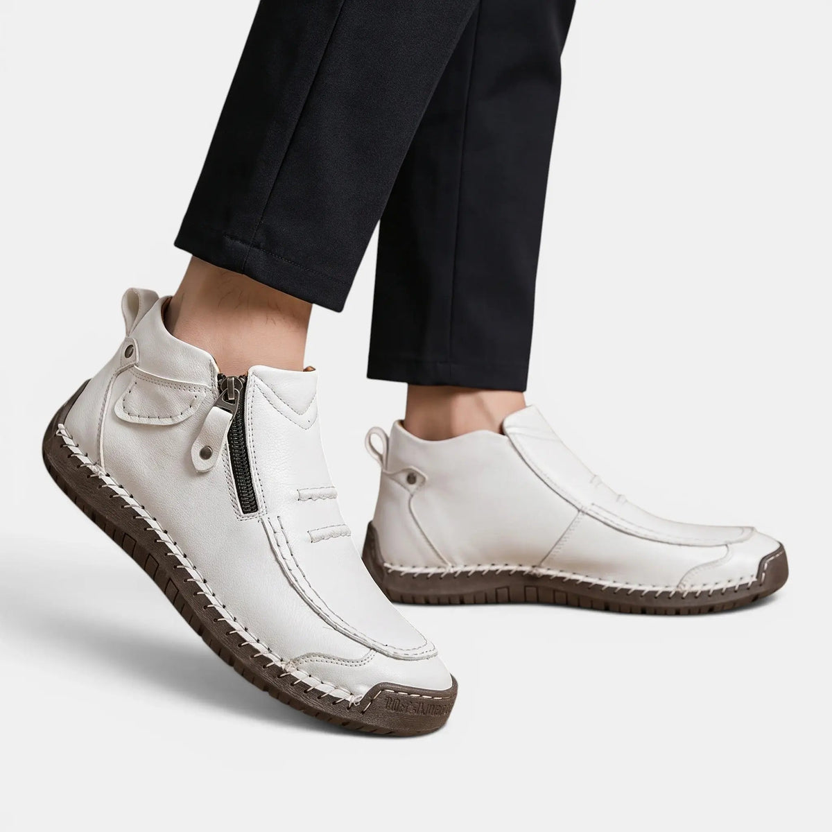 Men's Comfortable Leather Ankle Boots | Stylish Black Side Zip Casual Footwear