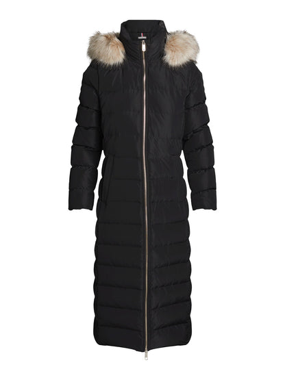 Down Fur-Trim Hooded Maxi Coat