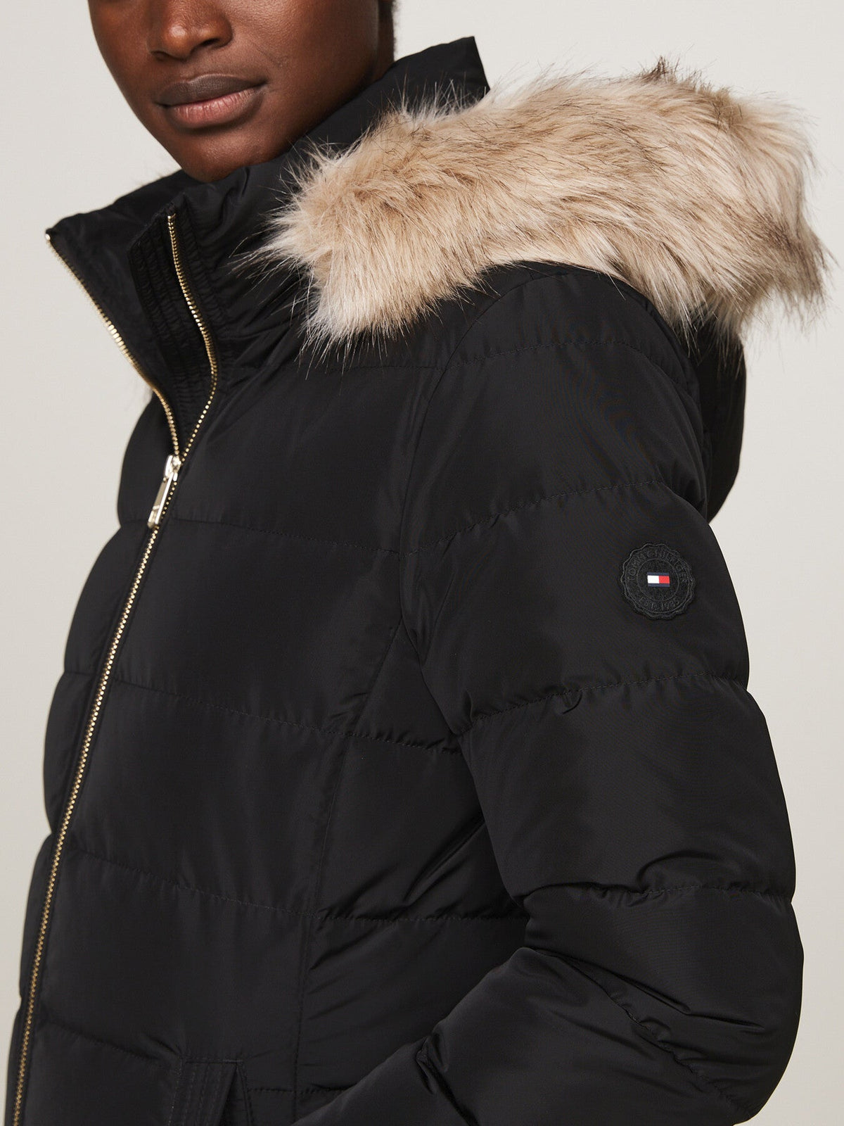 Down Fur-Trim Hooded Maxi Coat