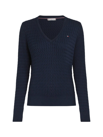 Cotton Cable V-Neck Sweater