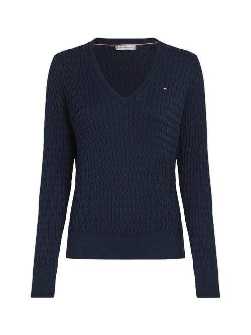 Cotton Cable V-Neck Sweater