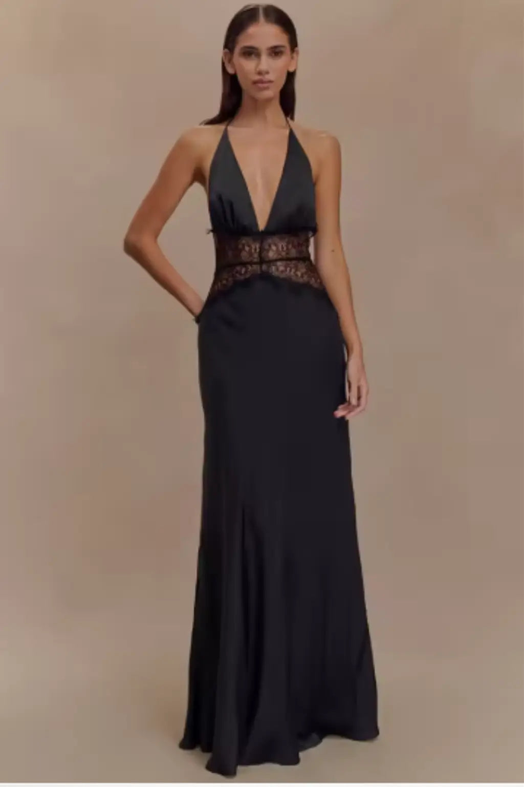 Women's Lace Maxi Dress | Modern Halter Neck Backless Design