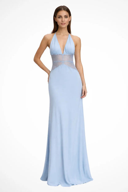 Women's Lace Maxi Dress | Modern Halter Neck Backless Design