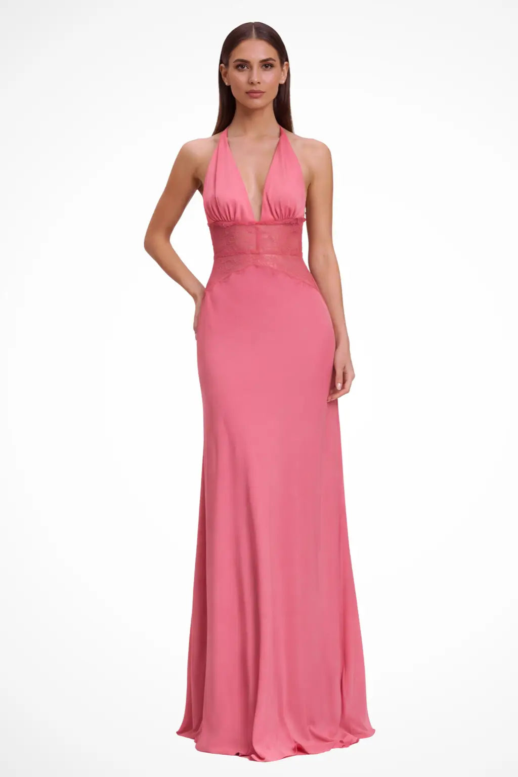 Women's Lace Maxi Dress | Modern Halter Neck Backless Design