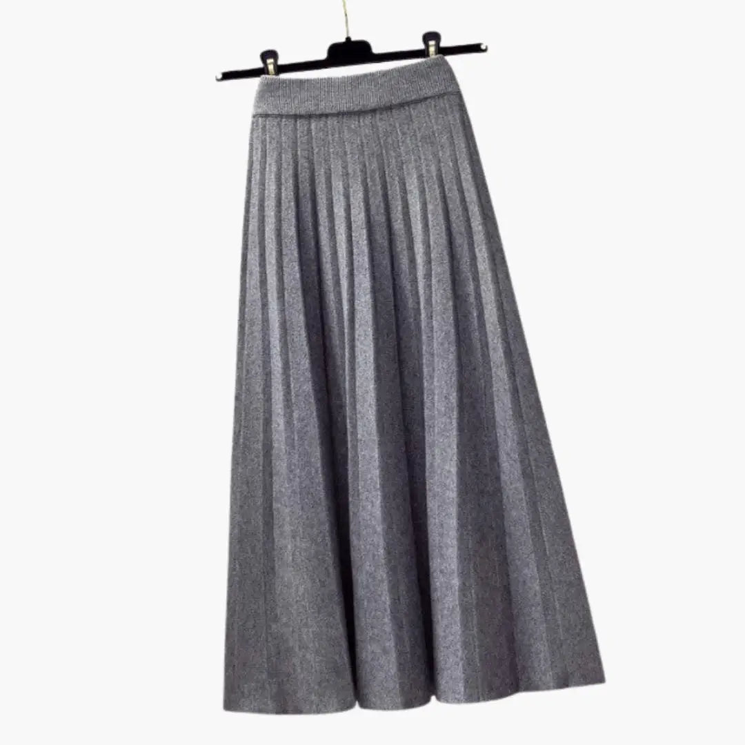 Women's Ribbed Knit Pleated Maxi Skirt | Flowing Ankle-Length Design with Elegant Texture