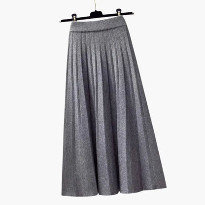 Women's Ribbed Knit Pleated Maxi Skirt | Flowing Ankle-Length Design with Elegant Texture
