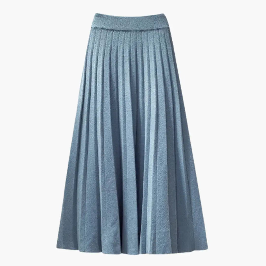 Women's Ribbed Knit Pleated Maxi Skirt | Flowing Ankle-Length Design with Elegant Texture