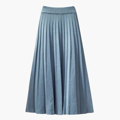 Women's Ribbed Knit Pleated Maxi Skirt | Flowing Ankle-Length Design with Elegant Texture