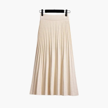 Women's Ribbed Knit Pleated Maxi Skirt | Flowing Ankle-Length Design with Elegant Texture