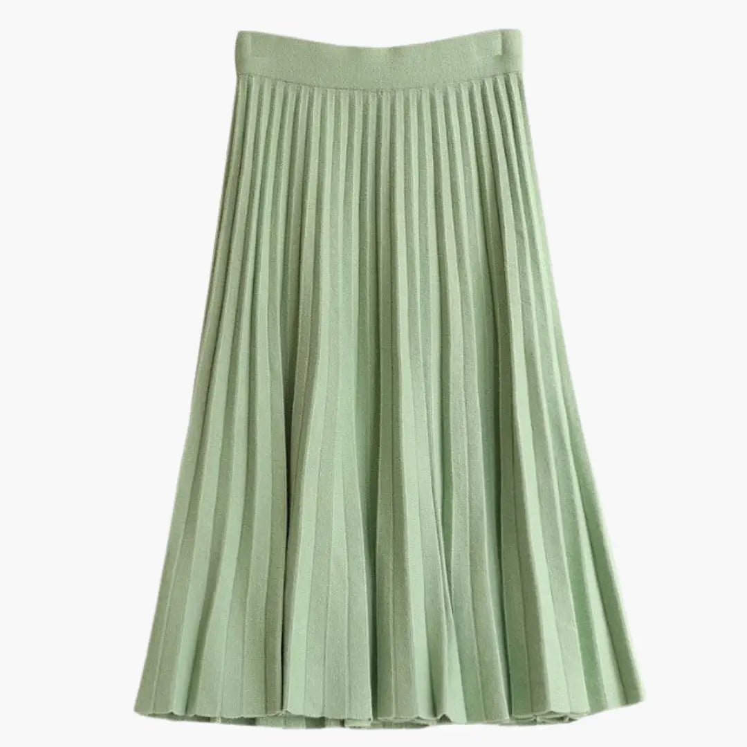 Women's Ribbed Knit Pleated Maxi Skirt | Flowing Ankle-Length Design with Elegant Texture