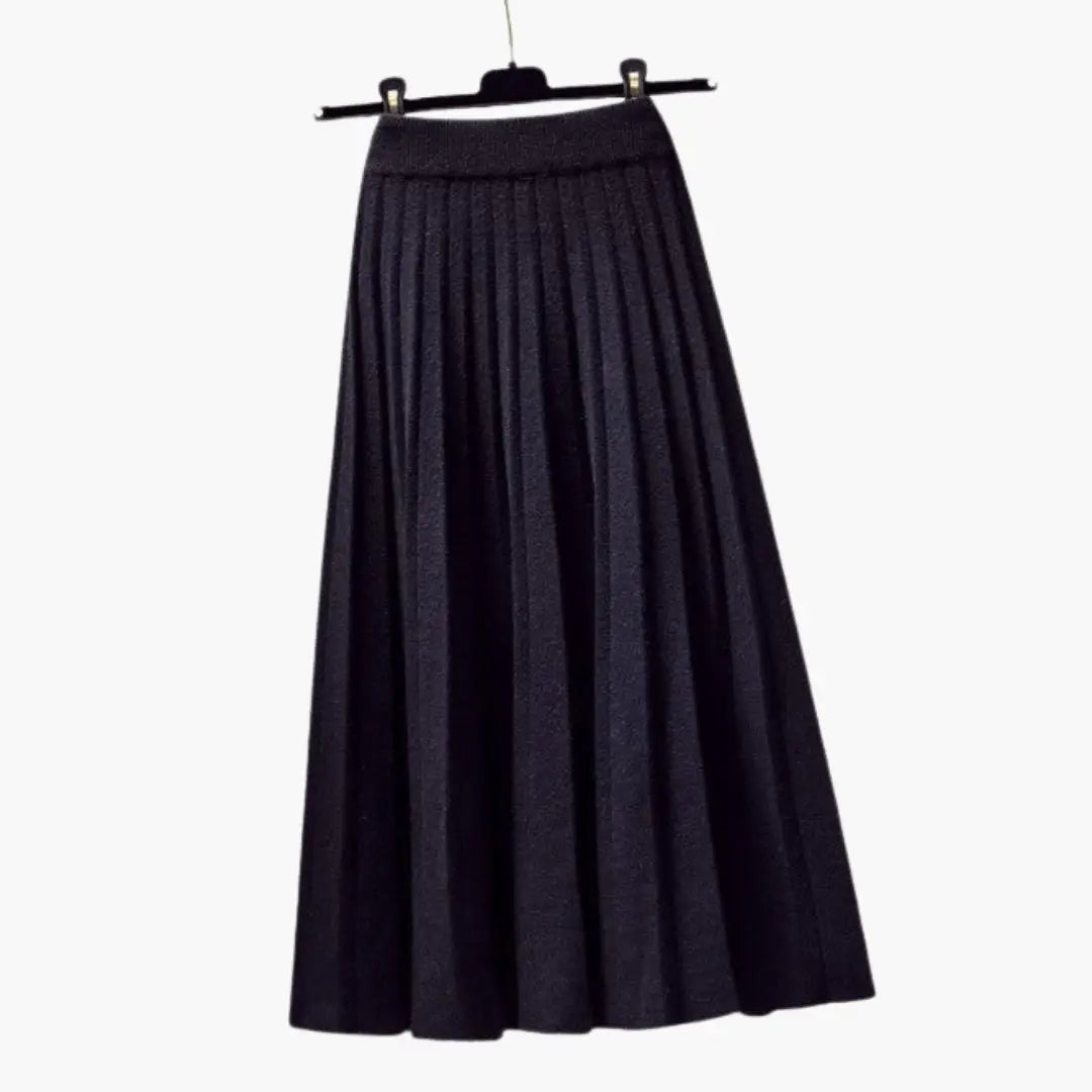 Women's Ribbed Knit Pleated Maxi Skirt | Flowing Ankle-Length Design with Elegant Texture