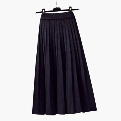 Women's Ribbed Knit Pleated Maxi Skirt | Flowing Ankle-Length Design with Elegant Texture