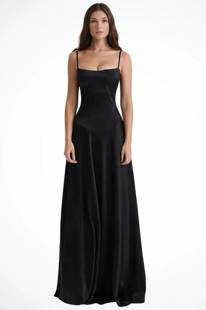 Women's Satin Corset Maxi Dress | Structured Elegant Evening Gown