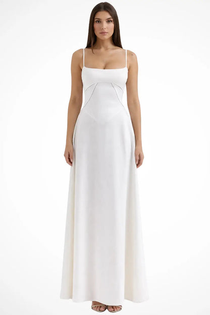 Women's Satin Corset Maxi Dress | Structured Elegant Evening Gown