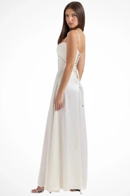 Women's Satin Corset Maxi Dress | Structured Elegant Evening Gown