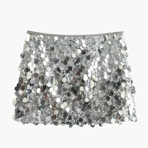 Women's Shimmering Sequin Mini Skirt | Sleek Straight Hem Party Wear