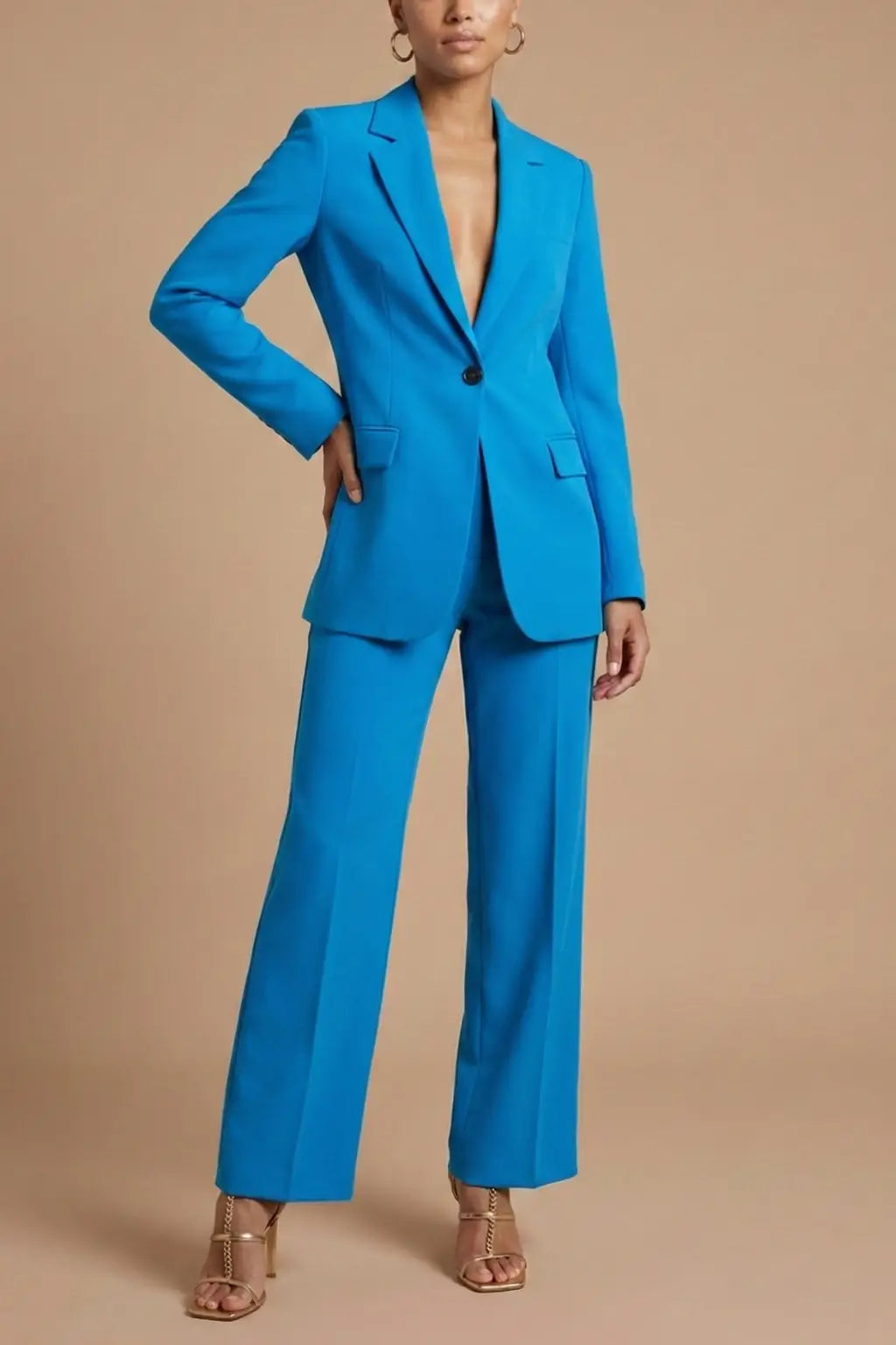 Women's Tailored Suit | Elegant Blazer with Wide Leg Trousers