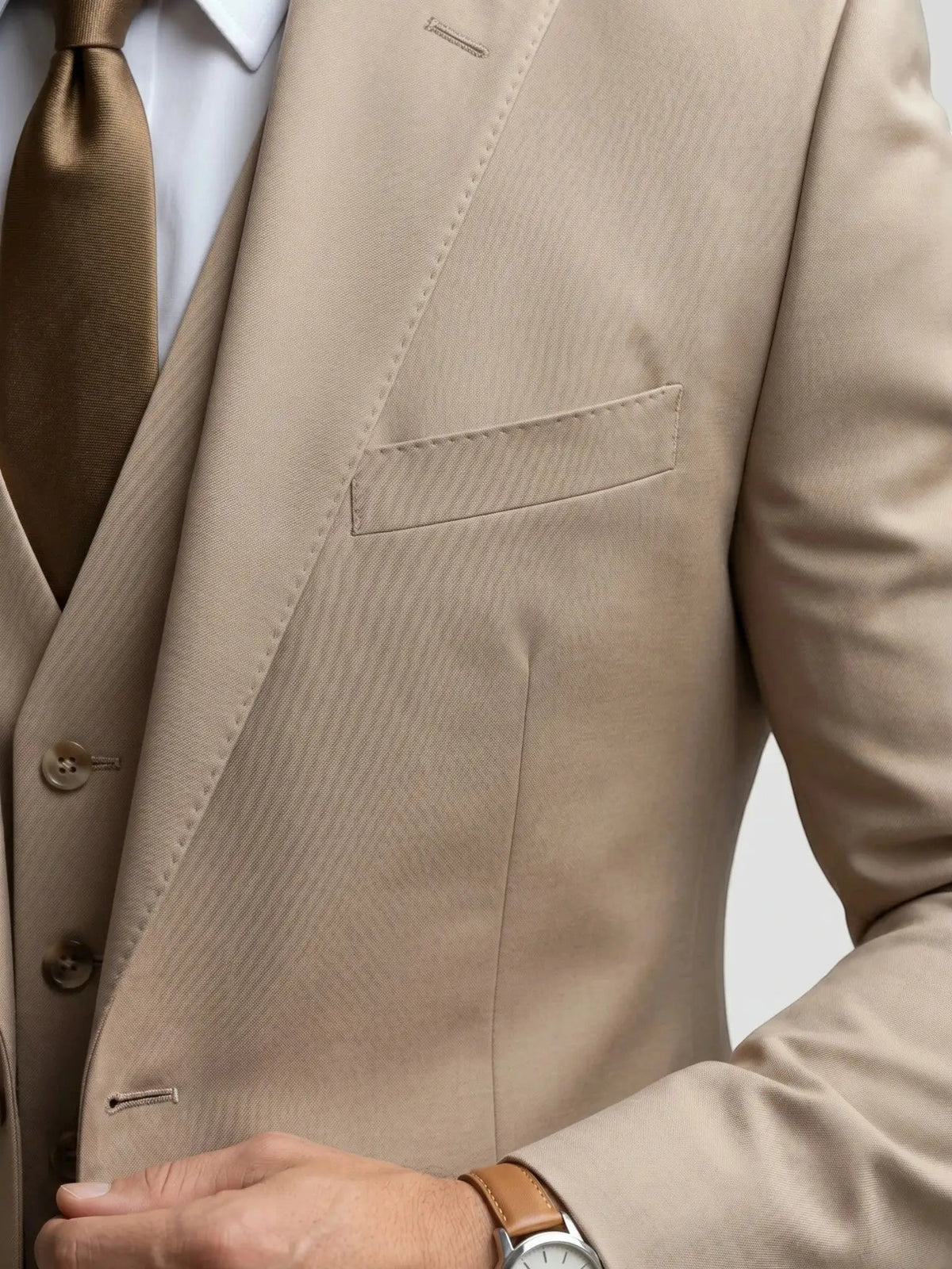 Men's Tailored Wool Blend Suit | Elegant Double-Breasted Three-Piece Formal Attire