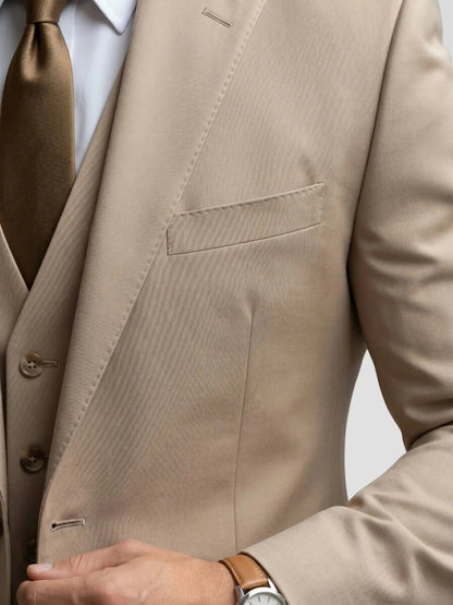 Men's Tailored Wool Blend Suit | Elegant Double-Breasted Three-Piece Formal Attire
