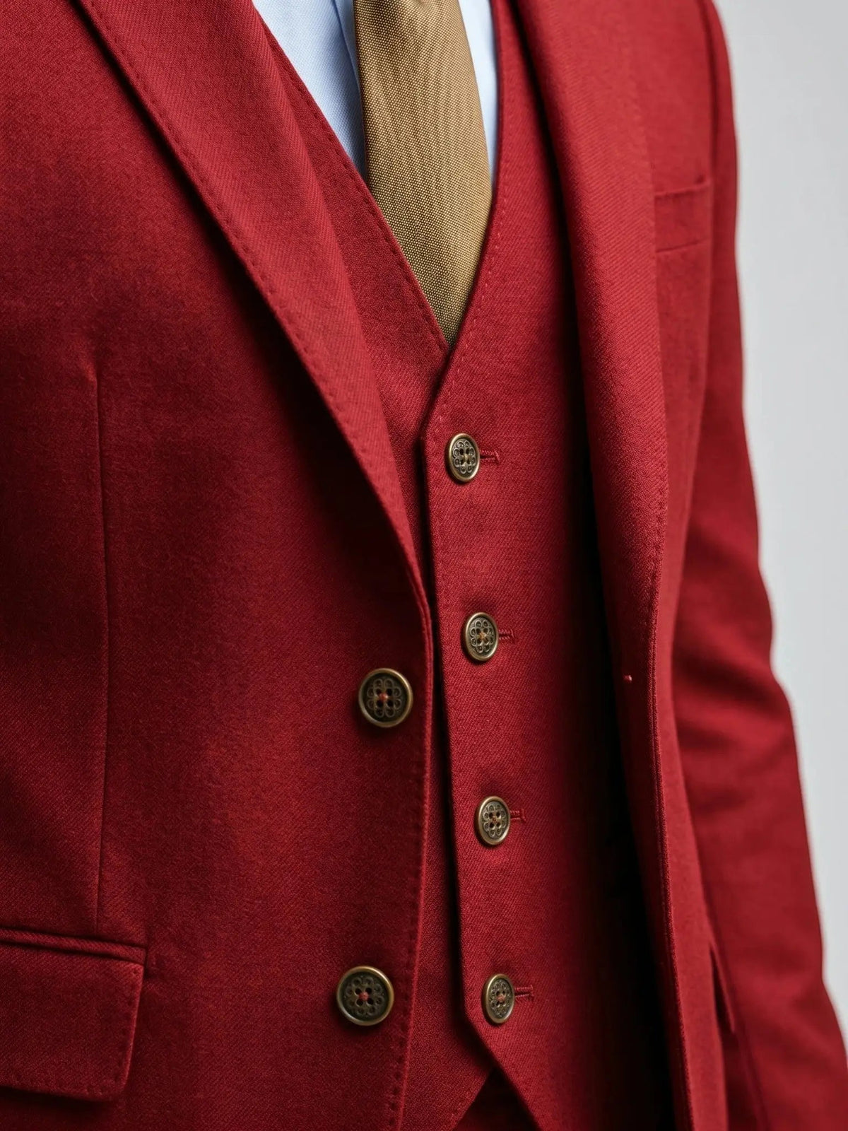 Men's Tailored Wool Blend Suit | Elegant Double-Breasted Three-Piece Formal Attire
