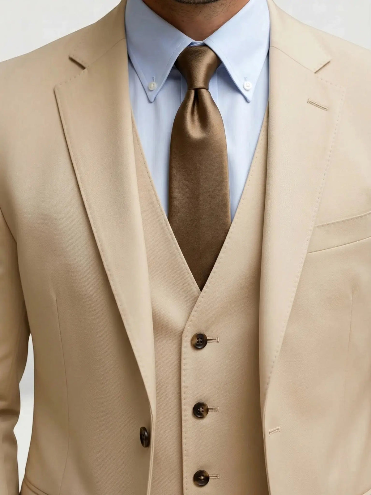 Men's Tailored Wool Blend Suit | Elegant Double-Breasted Three-Piece Formal Attire
