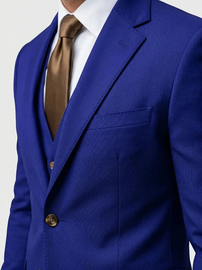 Men's Tailored Wool Blend Suit | Elegant Double-Breasted Three-Piece Formal Attire