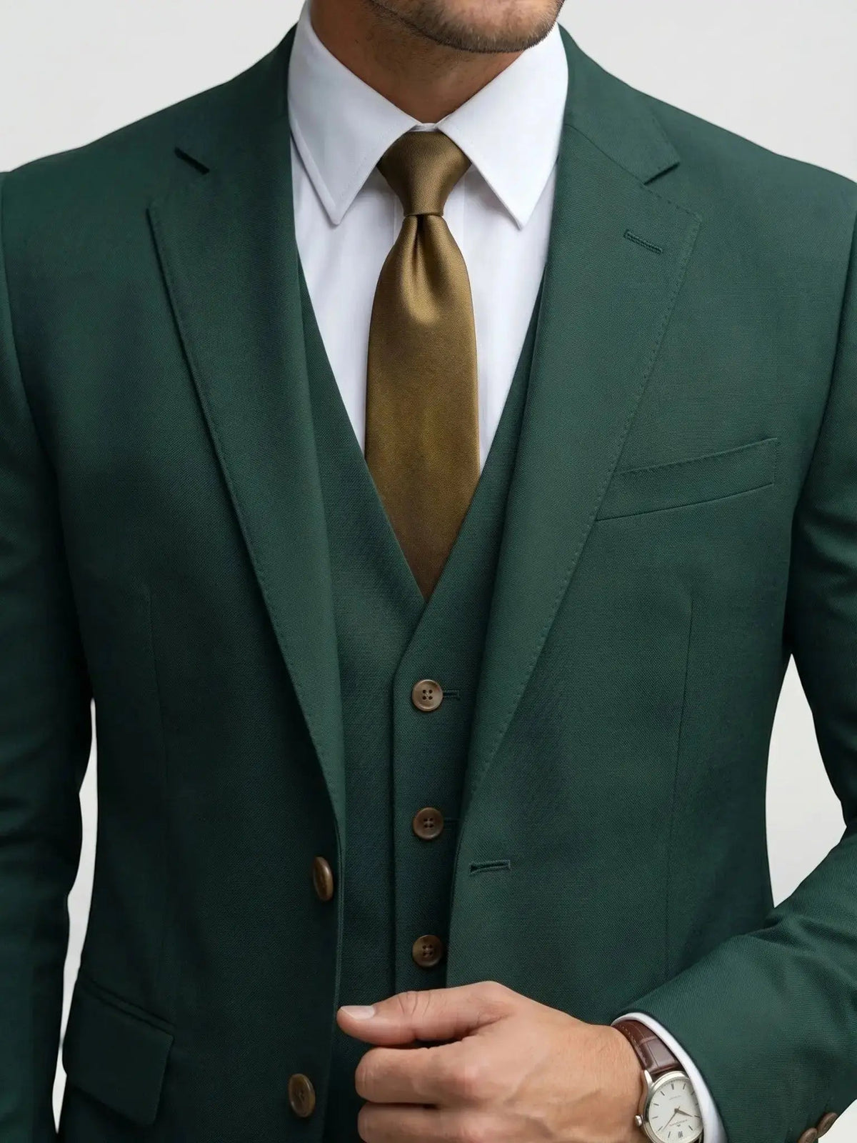 Men's Tailored Wool Blend Suit | Elegant Double-Breasted Three-Piece Formal Attire