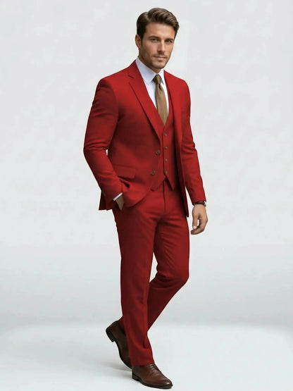 Men's Tailored Wool Blend Suit | Elegant Double-Breasted Three-Piece Formal Attire