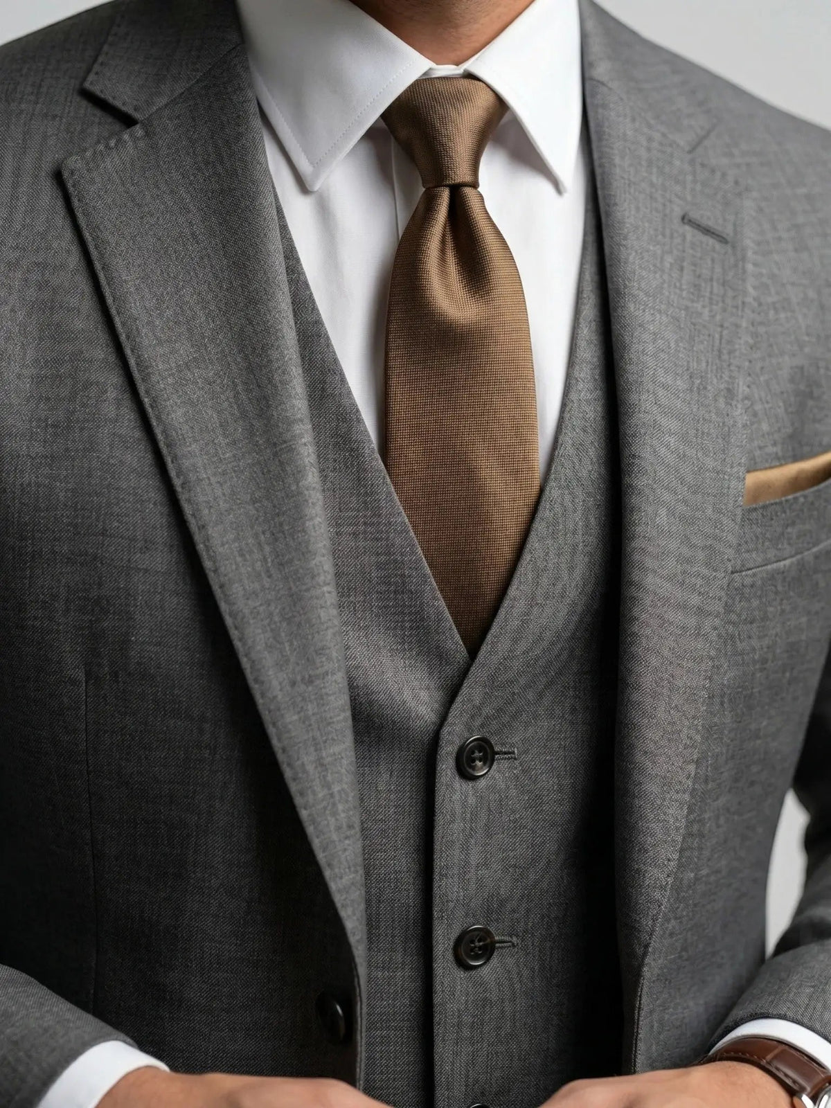 Men's Tailored Wool Blend Suit | Elegant Double-Breasted Three-Piece Formal Attire