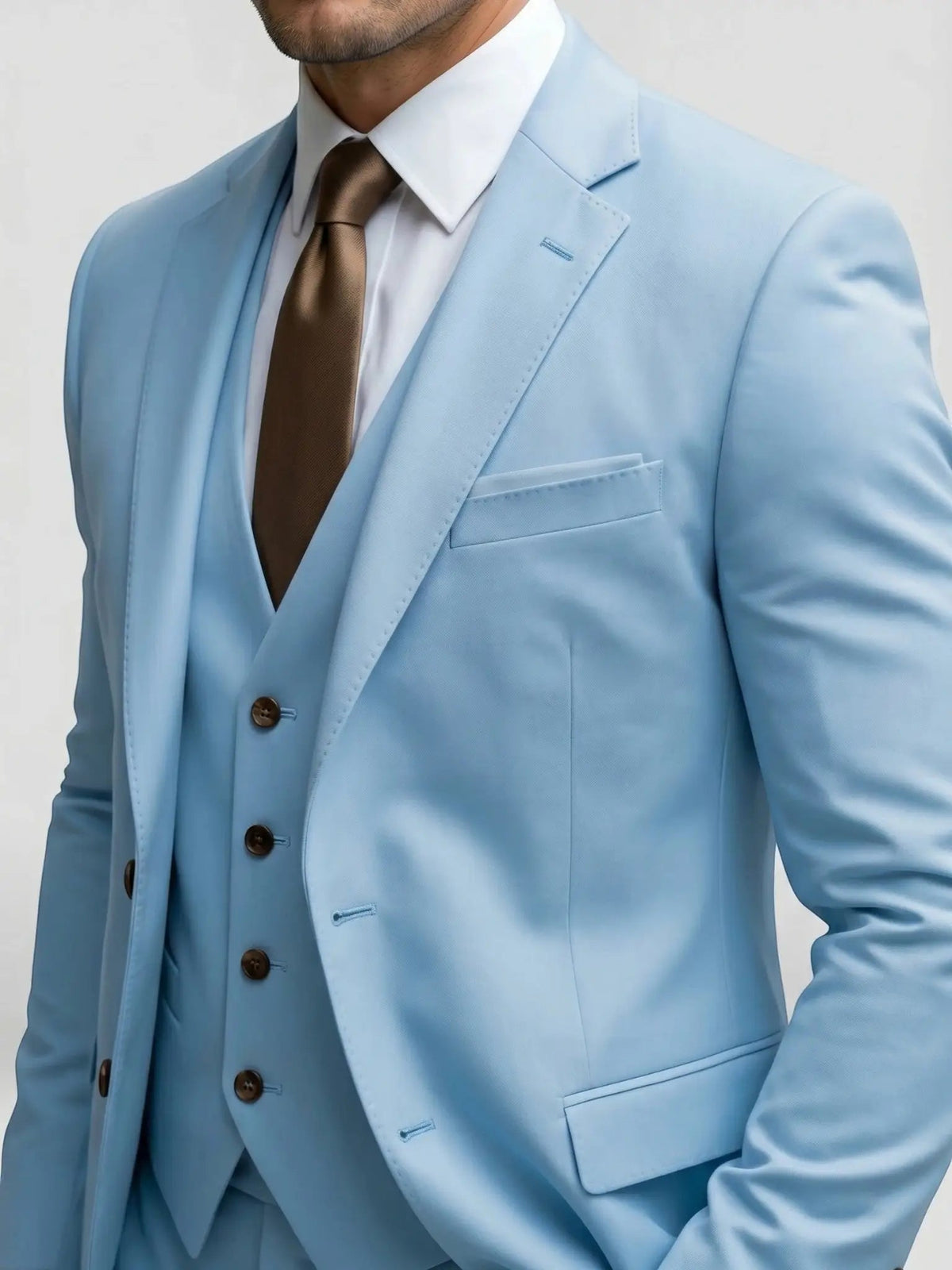 Men's Tailored Wool Blend Suit | Elegant Double-Breasted Three-Piece Formal Attire