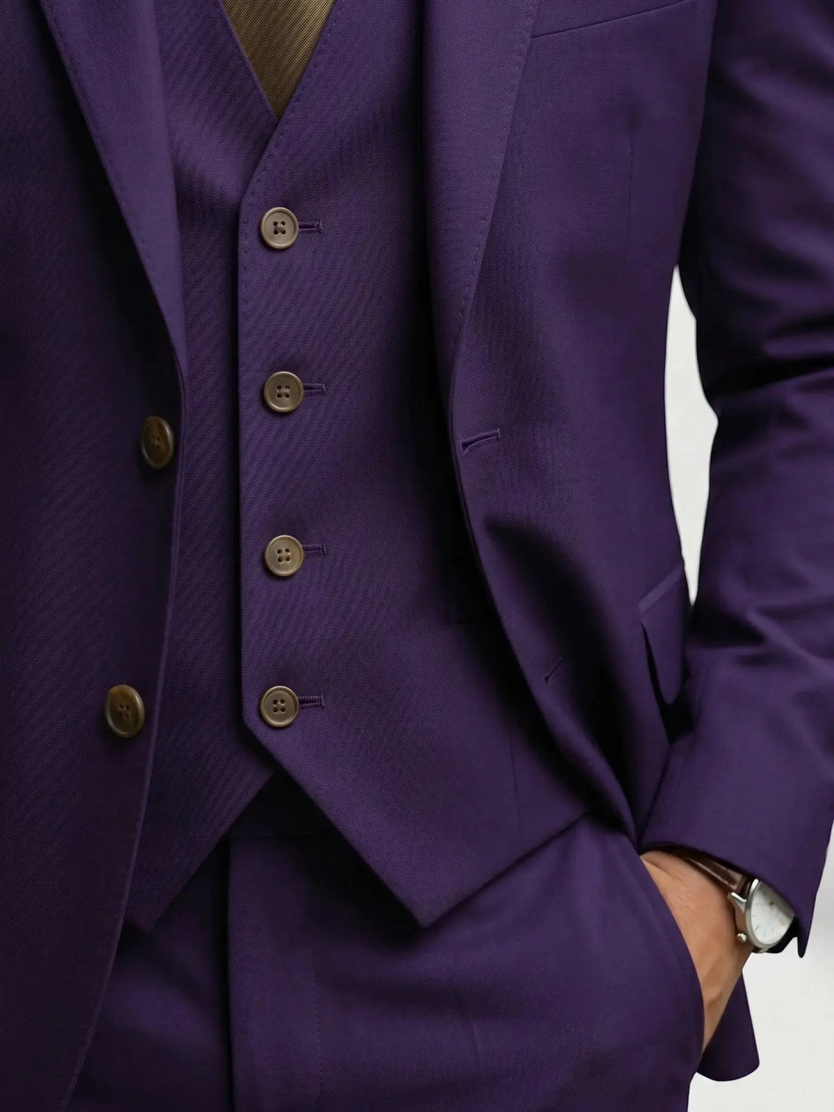 Men's Tailored Wool Blend Suit | Elegant Double-Breasted Three-Piece Formal Attire