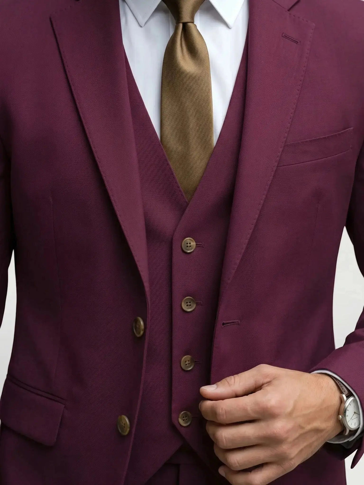 Men's Tailored Wool Blend Suit | Elegant Double-Breasted Three-Piece Formal Attire