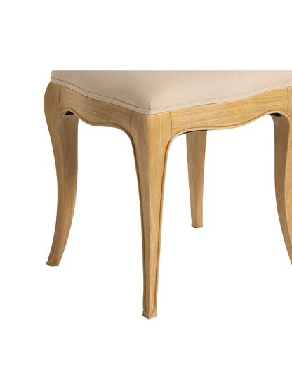 Cecile Light Wood French Style Upholstered Stool