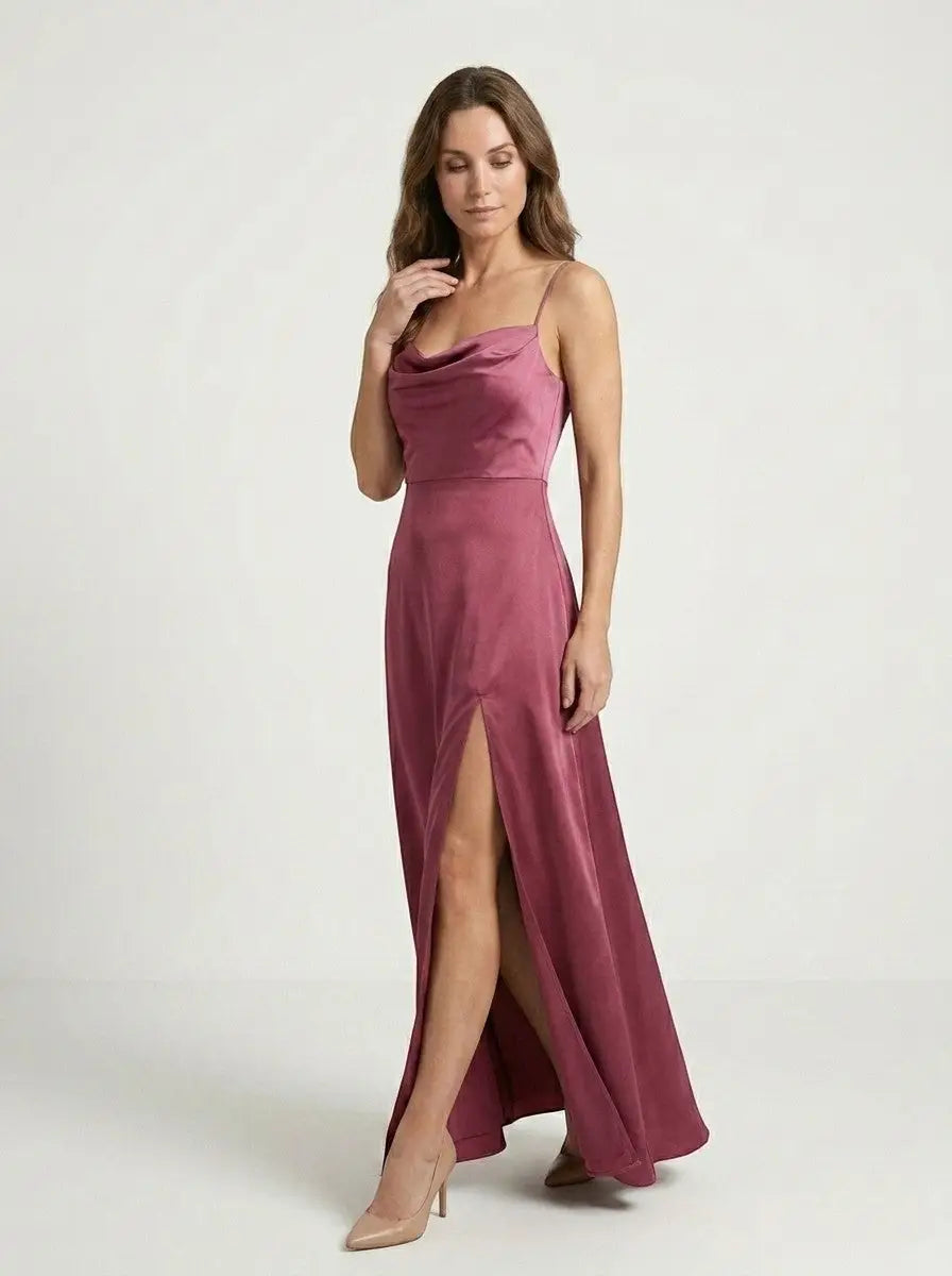Women's Elegant Maxi Dress | Sleeveless Draped Neckline Evening Gown