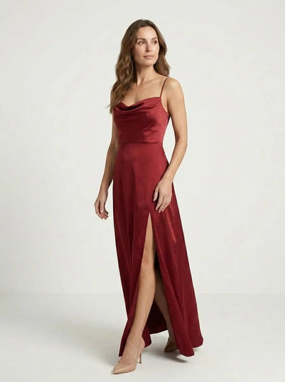 Women's Elegant Maxi Dress | Sleeveless Draped Neckline Evening Gown