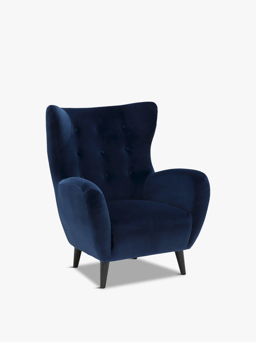 Delon Velvet Chair, Navy