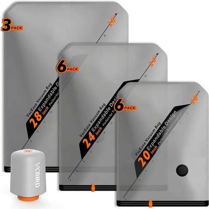 Vacuum Storage Bags with Rechargeable Wireless Pump, Reusable Compression Bags for Travel, Clothing, Blankets & Home Organization