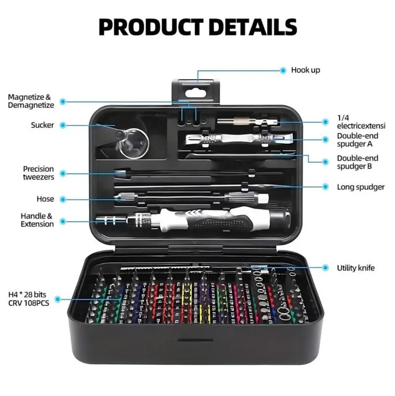 132-in-1 Precision Screwdriver Set, Magnetic Screwdriver Tool Kit with 108 Bits, Multifunctional Repair Tool Set for Electronics, Phones & More