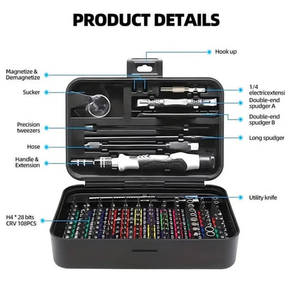 132-in-1 Precision Screwdriver Set, Magnetic Screwdriver Tool Kit with 108 Bits, Multifunctional Repair Tool Set for Electronics, Phones & More