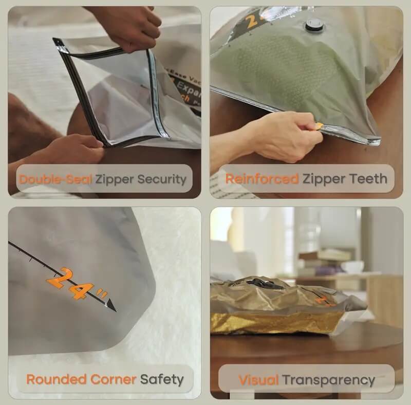 Vacuum Storage Bags with Rechargeable Wireless Pump, Reusable Compression Bags for Travel, Clothing, Blankets & Home Organization