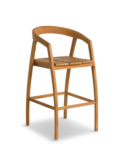 Grenada Reclaimed Teak Wood Open Back Barstool With Arms